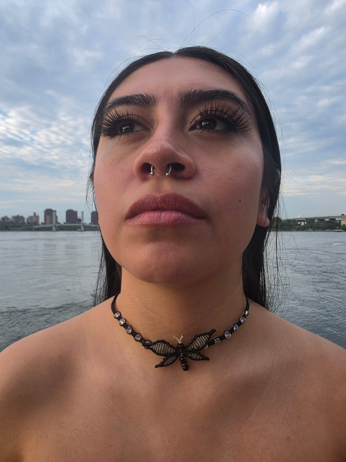Blue butterfly choker