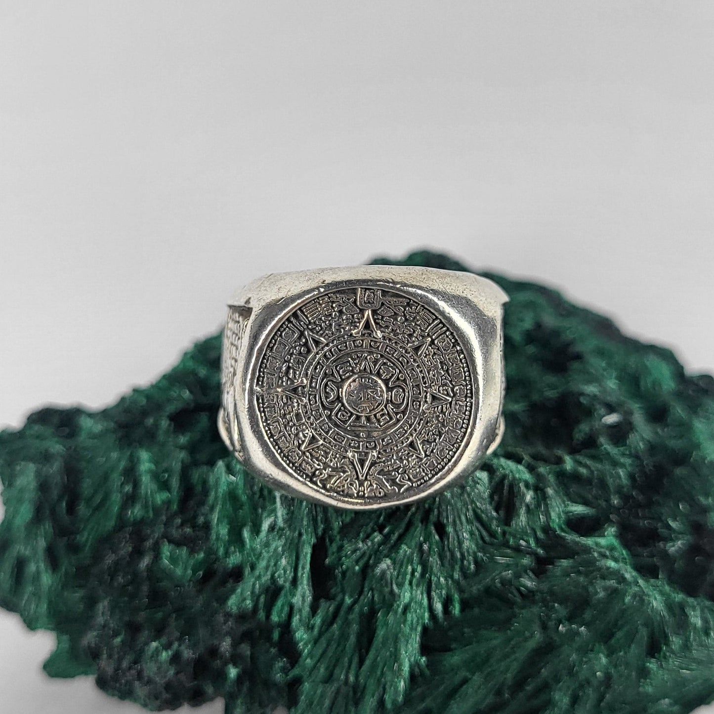 Aztec Calendar Ring Silver 925