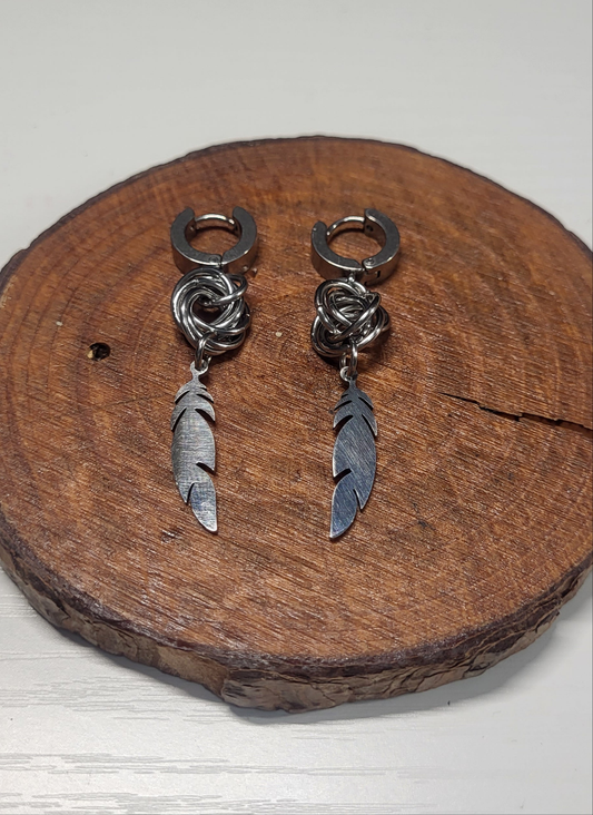 Feathers Hoop Earrings