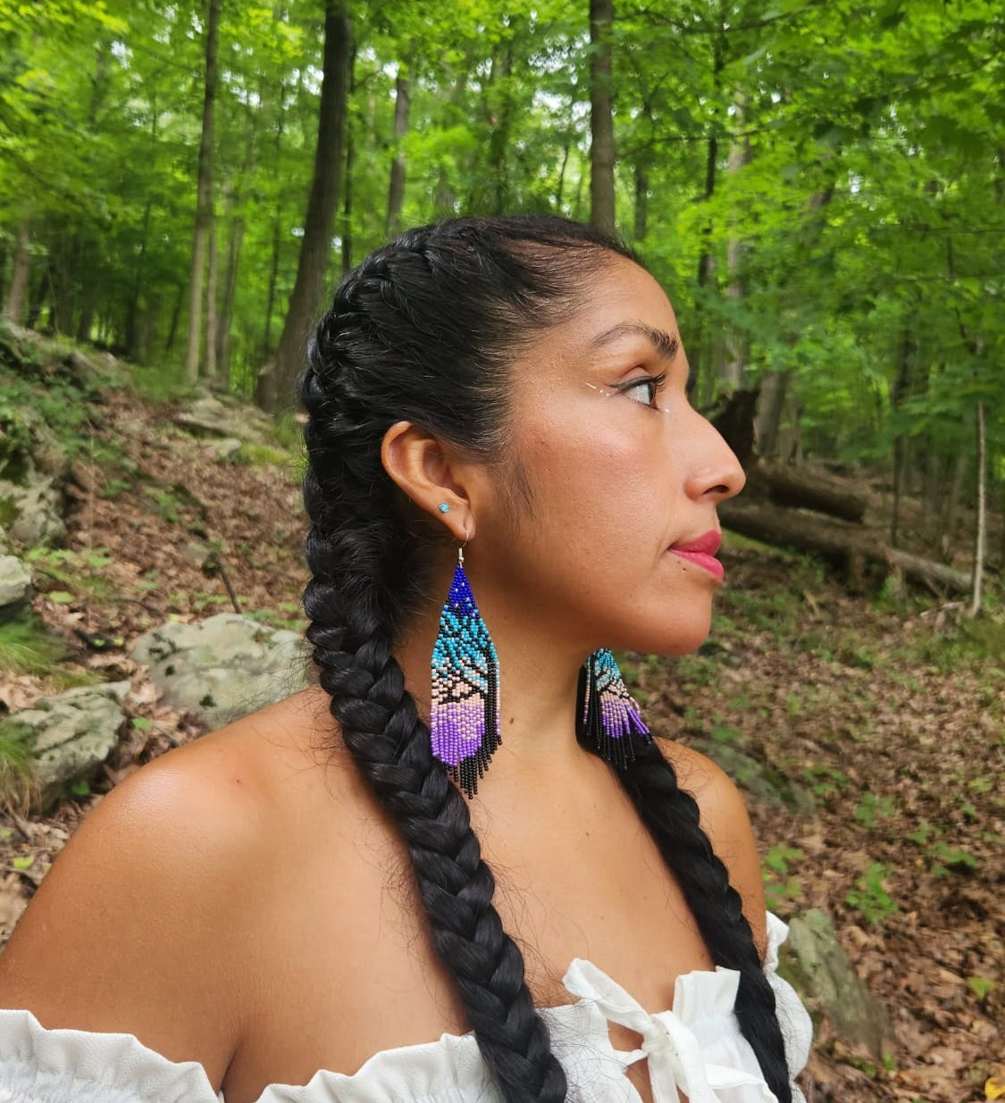 Purple Tree  Beads Earrings
