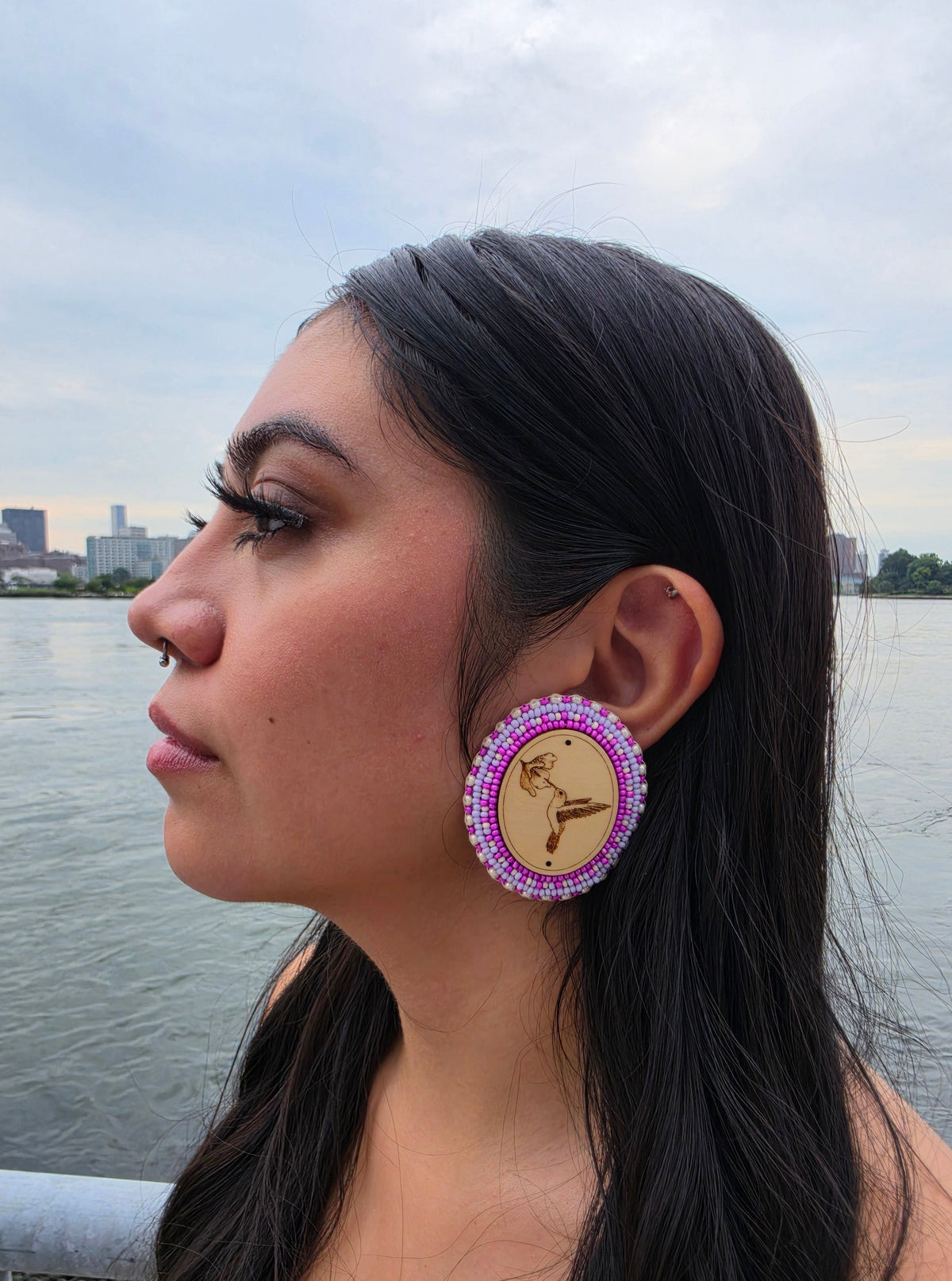 Lavender Hummingbird Earrings