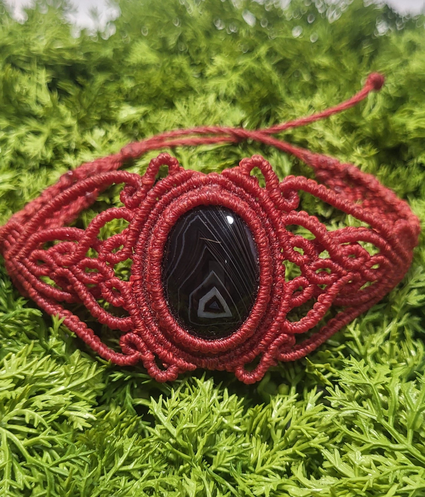 Black Agate Macrame Bracelet