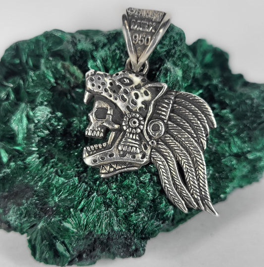 Jaguar Warrio Aztec Pendant Necklace