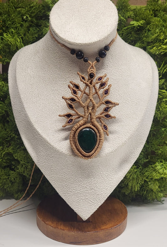 Malachite Tree Life Neclkace