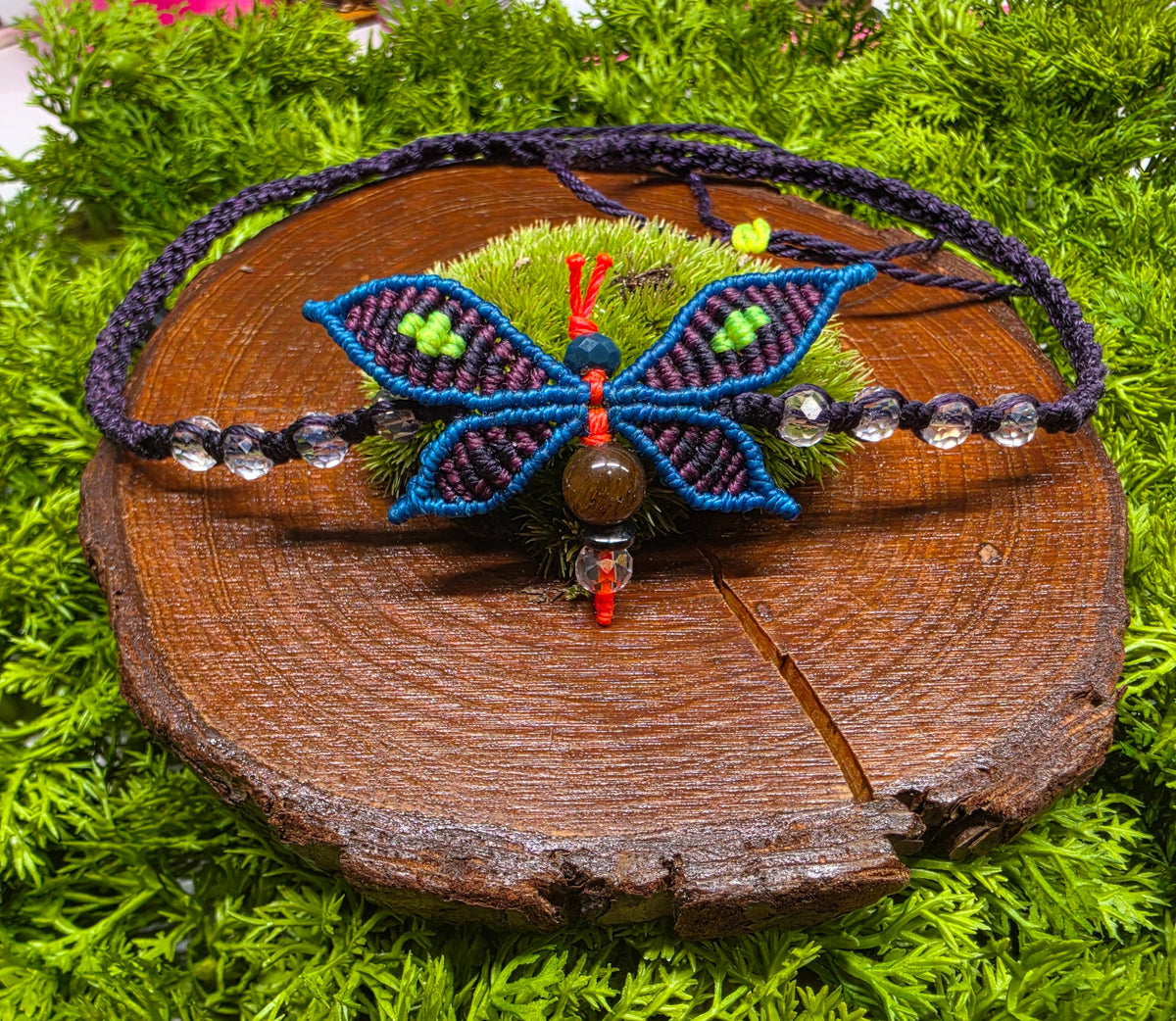 Blue Orange butterfly choker
