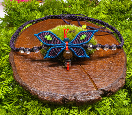 Blue Orange butterfly choker