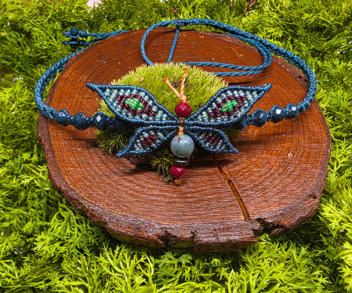 Blue butterfly choker