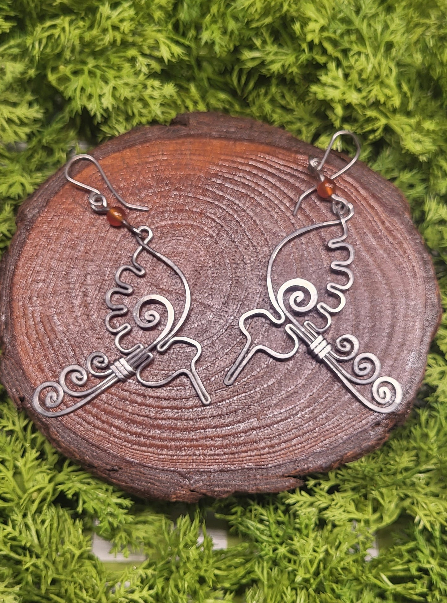 Red Agate Hummingbird Earrings
