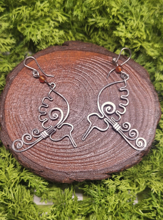 Red Agate Hummingbird Earrings