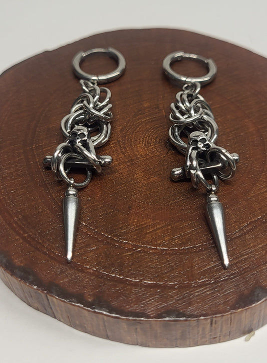 Geometric Skull Spike Earrings