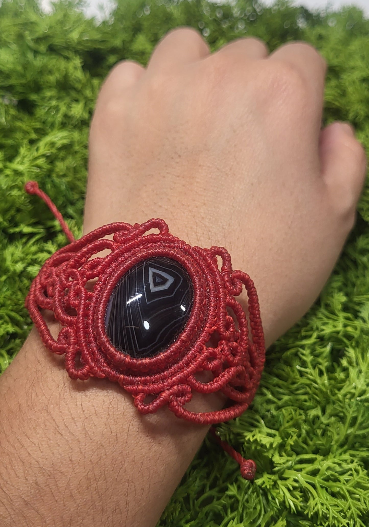 Black Agate Macrame Bracelet