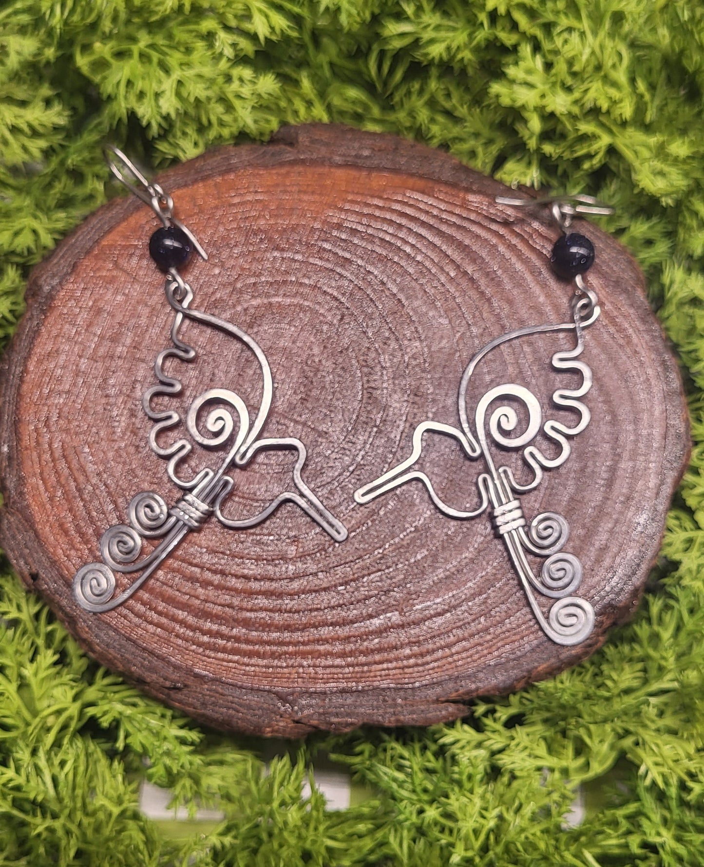 Blue Sandstone Hummingbird Earrings