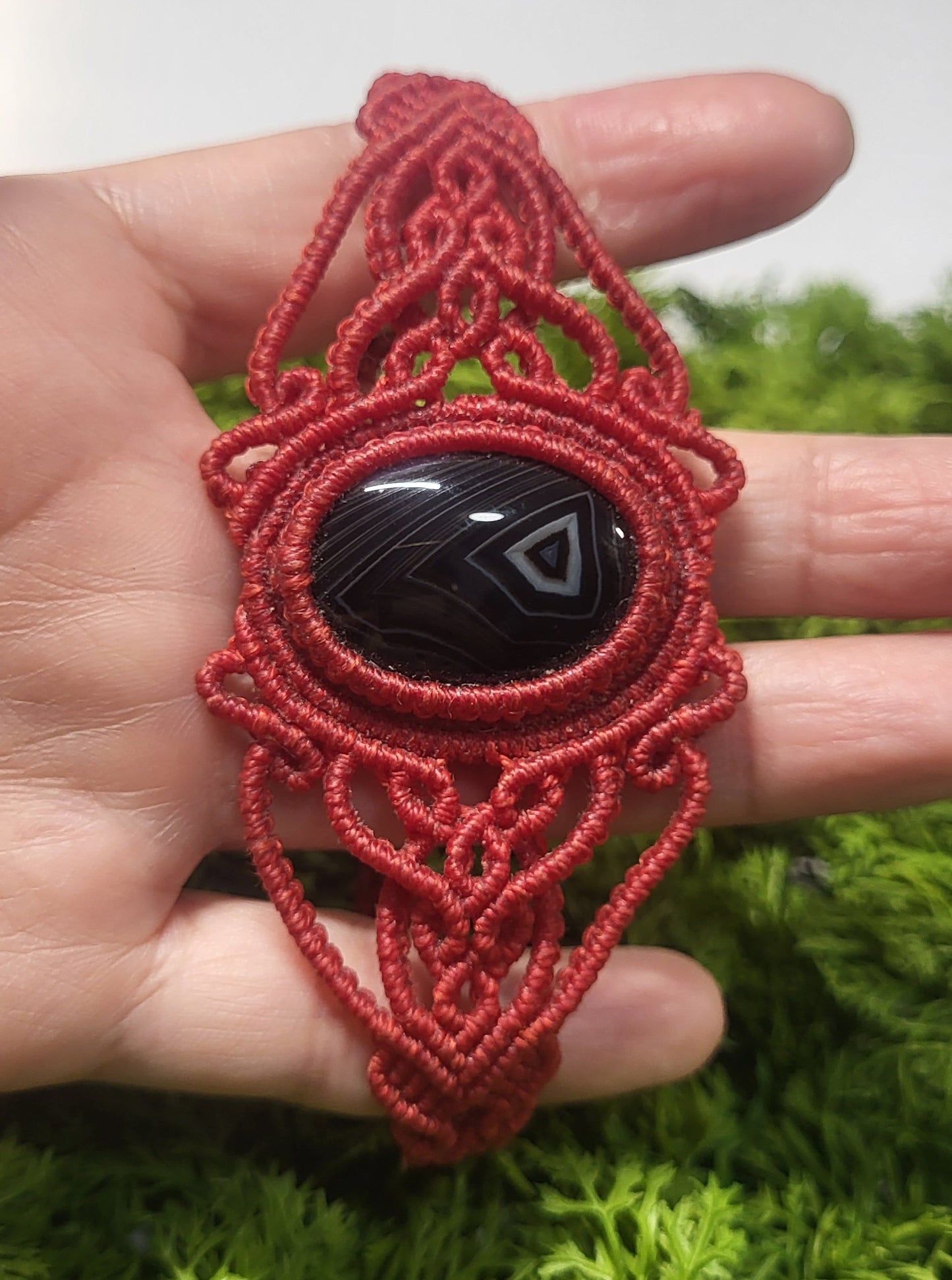 Black Agate Macrame Bracelet
