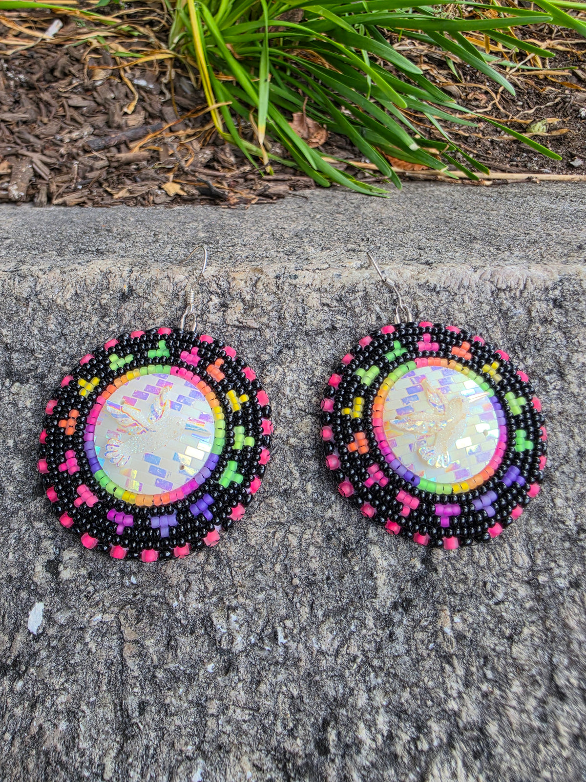 Neon Hummingbird Earrings