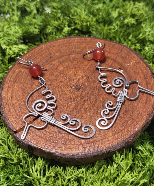 Stainless Steel Hummingbird Carnilian Earrings