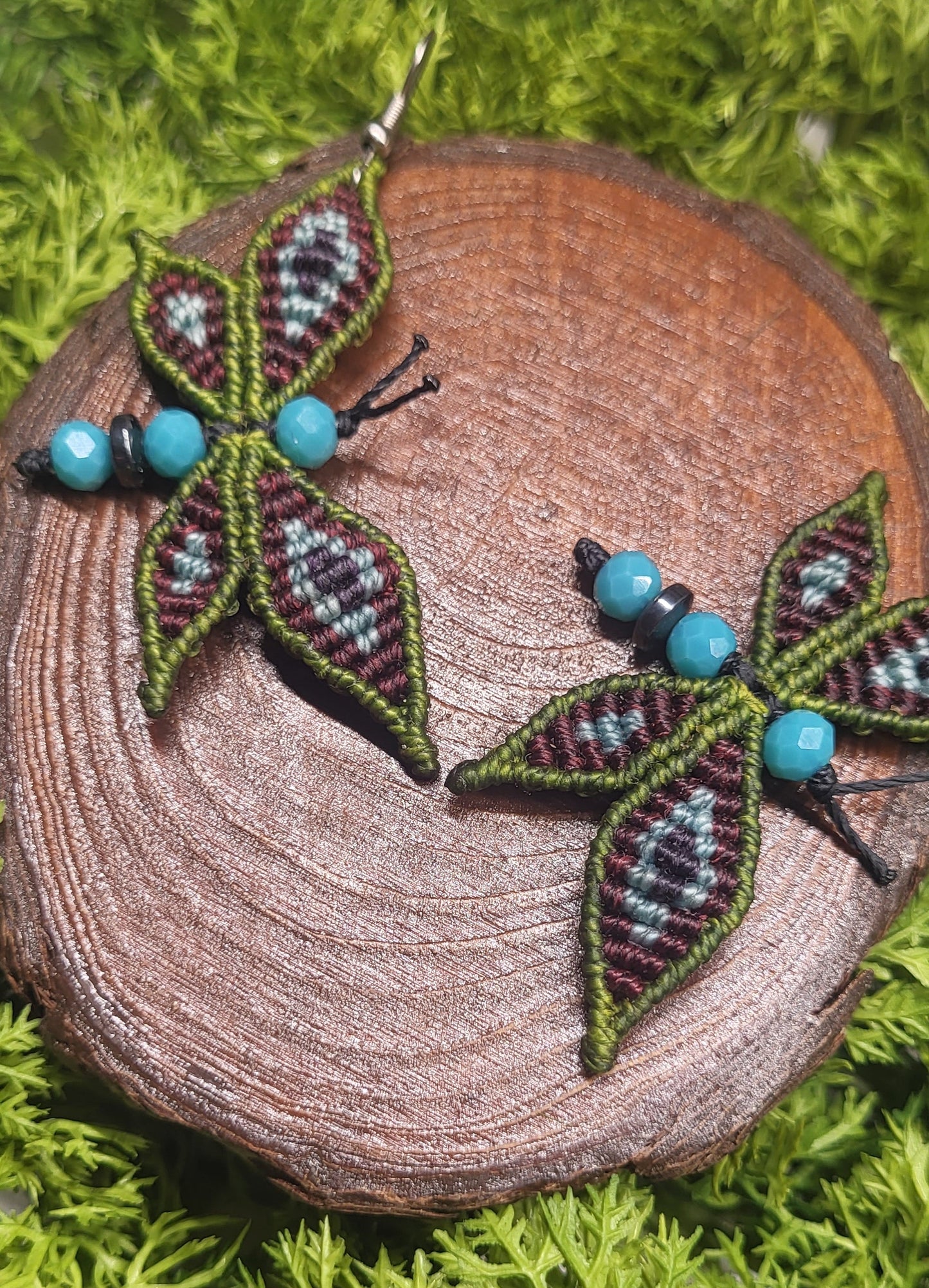 Green Blue Butterfly Earrings